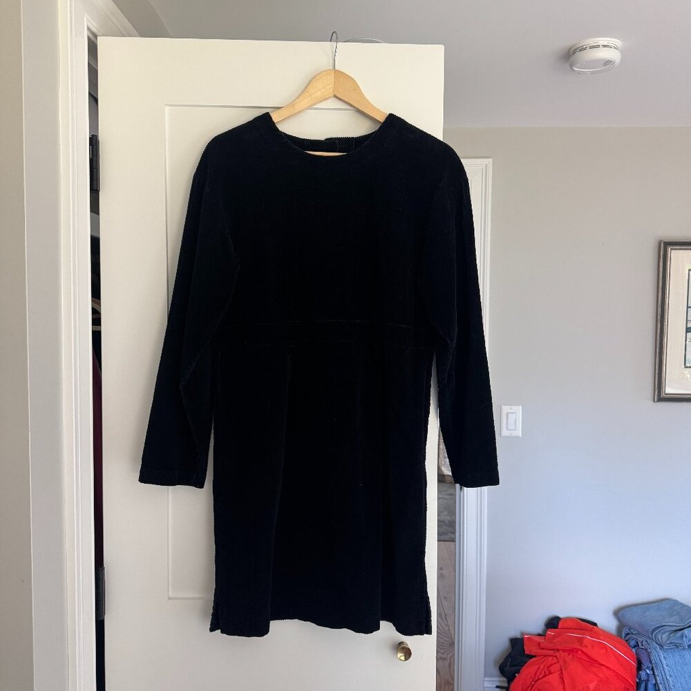 Vintage J. Jill Long Sleeve Corduroy Black Dress